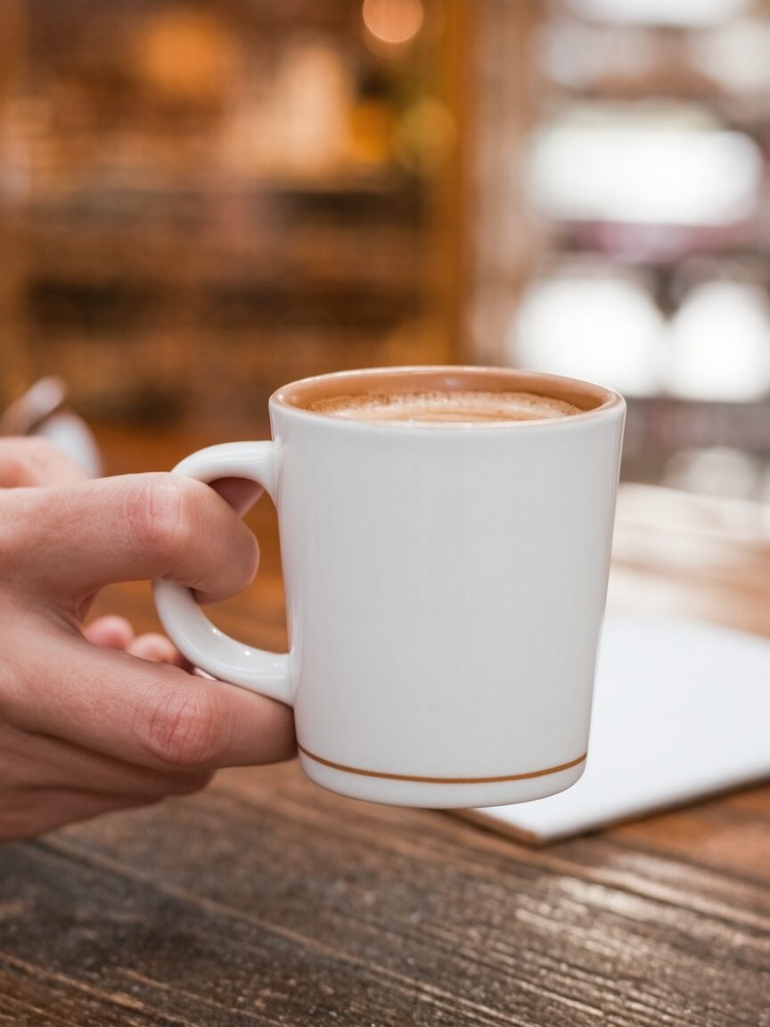 free hand holding mug mockup