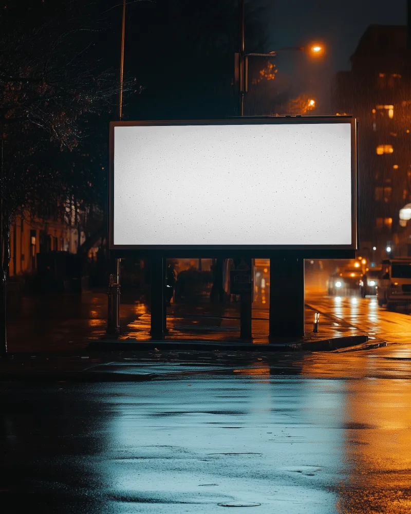 city street night billboard mockup