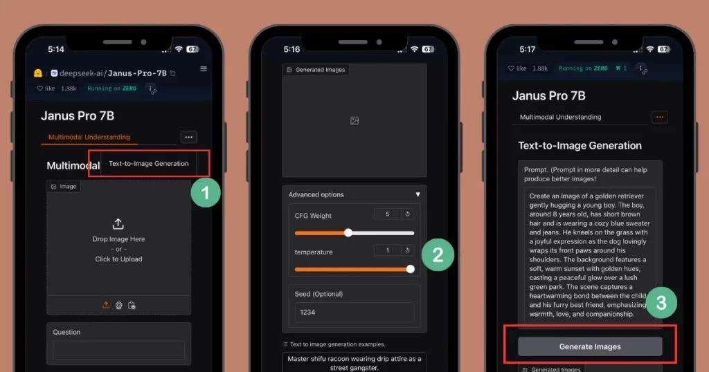 how to make pictures with deepseek ai on an iPhone