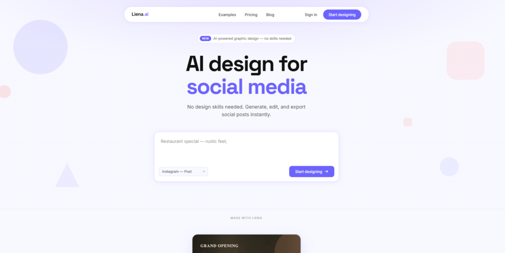 Liena.ai – Best for AI Social Media Design
