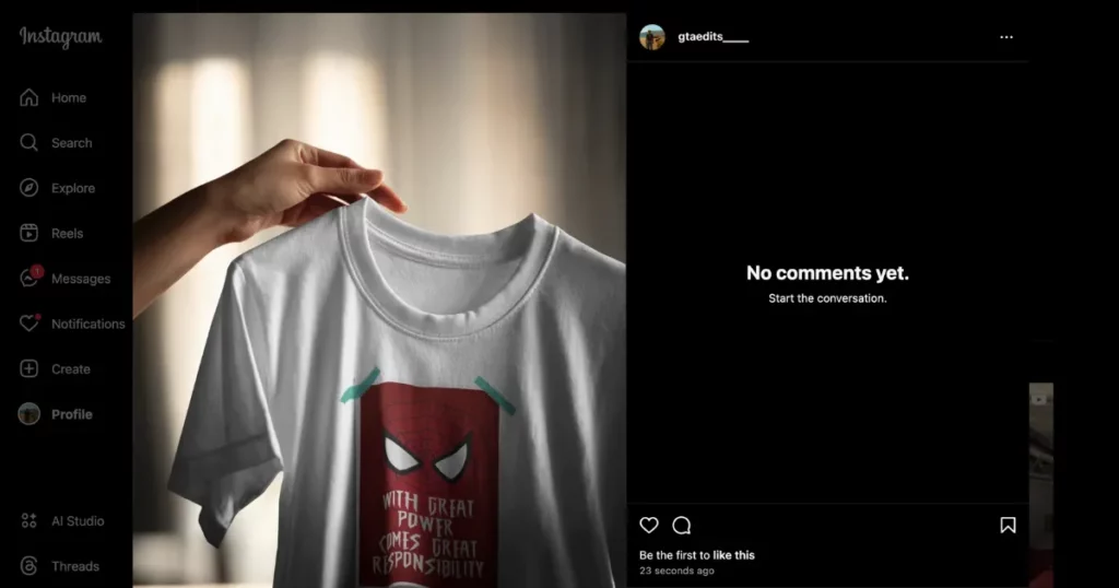 t-shirt mockup in social media