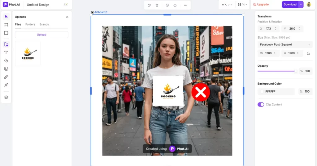an example of a bad mockup using ai