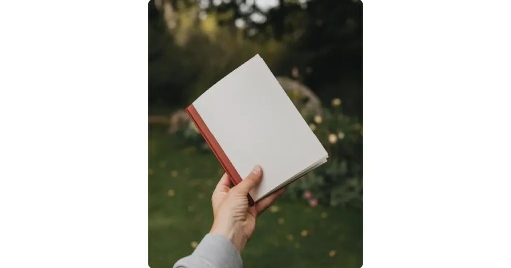 book mockup in natural garden light