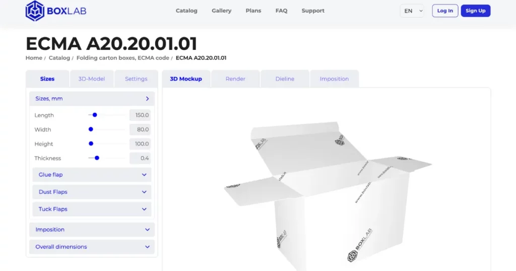 customize boxlab dieline