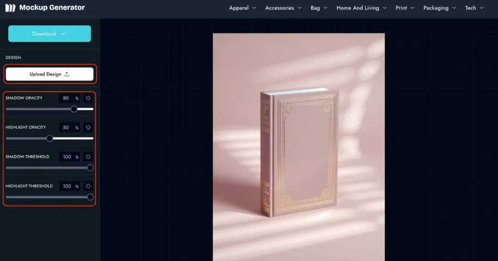 customize the book template in mockupgenerator.ai