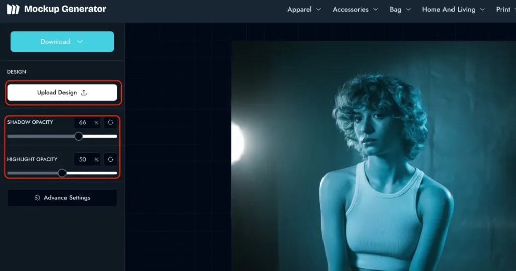 customize the clothing mockup in mockupgenerator.ai