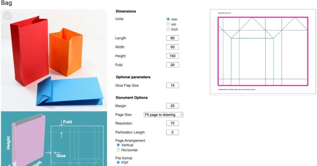 edit paper bag in templatemaker.nl