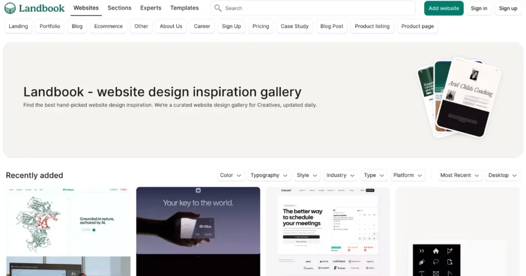 landbook one of the best dribbble alternatives
