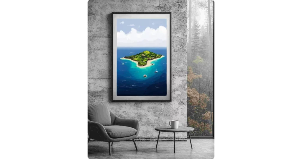 modern poster in a black frame