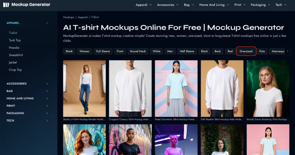 oversized tshirt template to customize