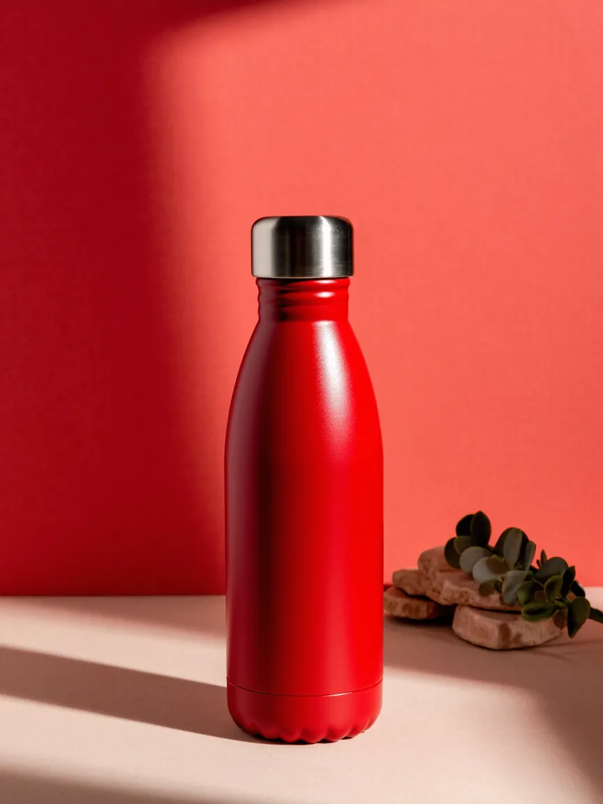 red Bottle Mockup