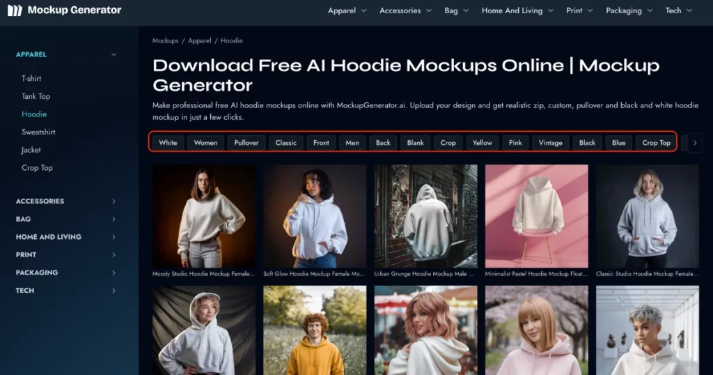 use tags on how to create a hoodie mockup