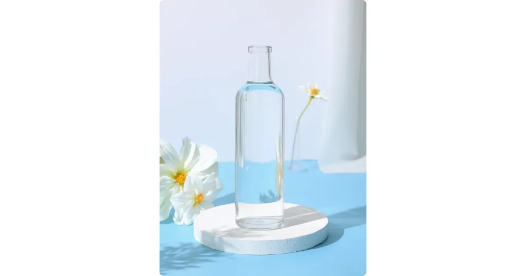 a clear glass bottle