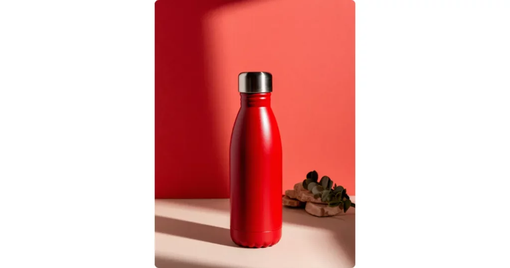 a red metal thermos bottle