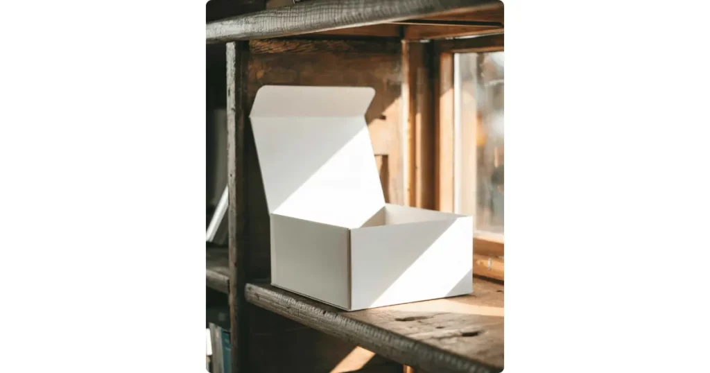 an open white cardboard box
