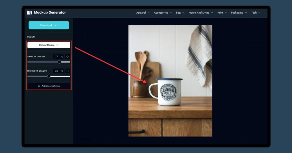 customize the product mockup