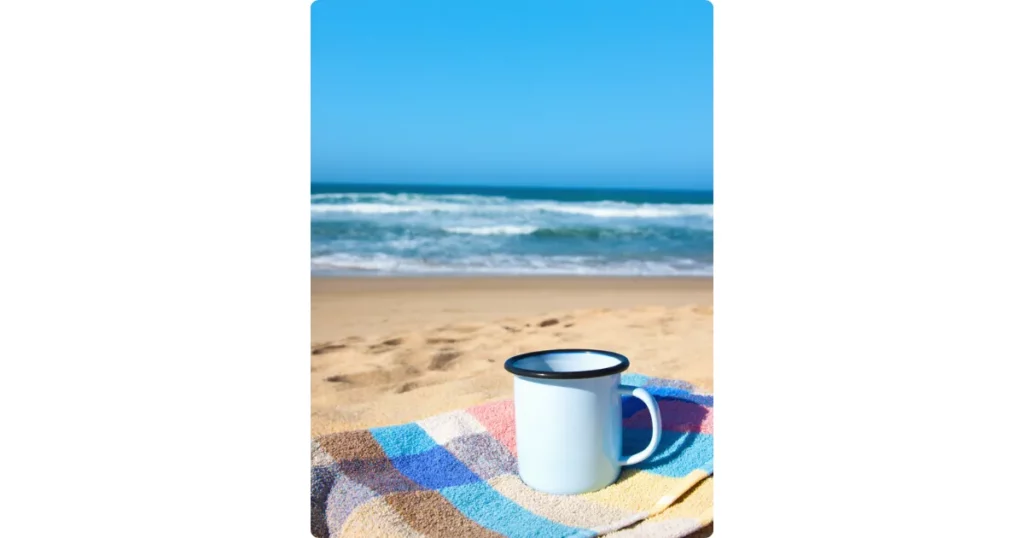 seaside enamel mug