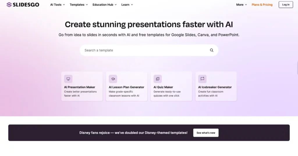 slidesgo ai design tool for presentations and slides